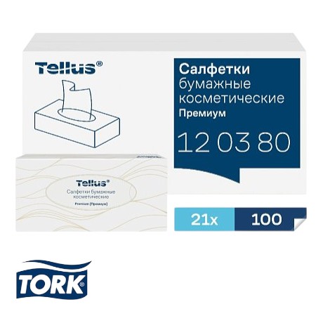 Салфетки для лица Торк Tellus Премиум ультрамягкие, F1, 100 шт/упак, белый (120380)