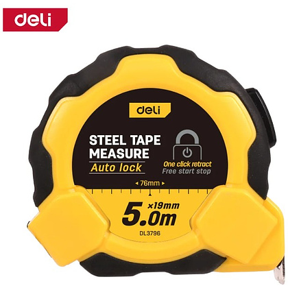 Рулетка Deli YS EDL3796, 5 м х 19 мм, желтый, черный