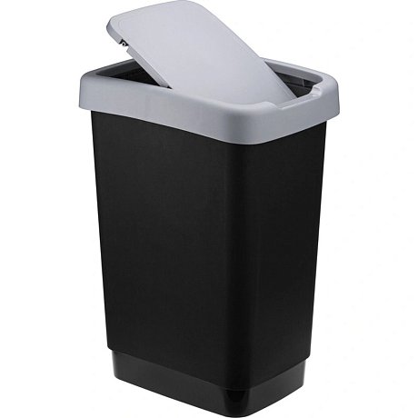 Урна для мусора IDEA, 25 л,  пластик, черный, серый