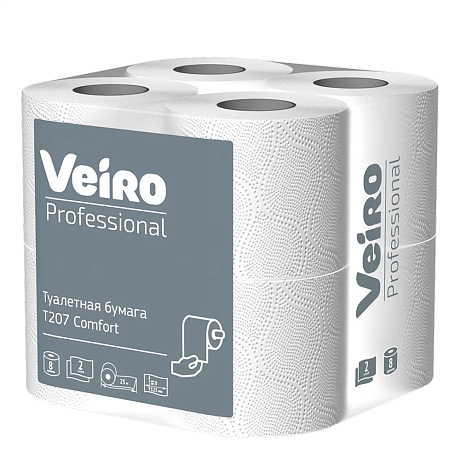 Бумага туалетная Professional Comfort, 2 слоя, 8 рулонов, 25 м (T207)