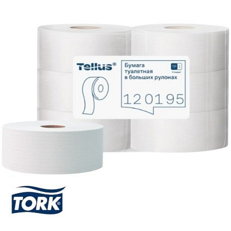 Бумага туалетная Tellus Стандарт, Т1, в больших рулонах, 525 м, 1 слой (120195)