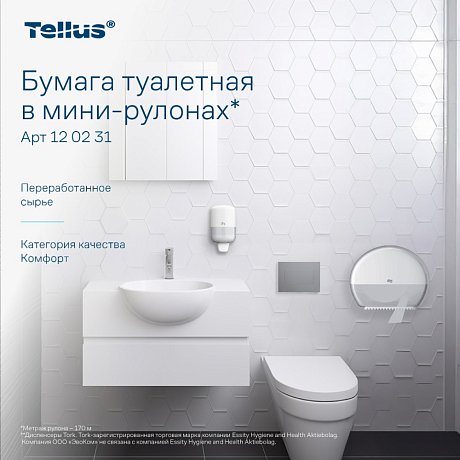 Бумага туалетная Tellus Комфорт T2, в мини-рулонах, 170 м, 2 слоя (120231)