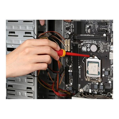 Отвертка диэлектрическая Deli YS EDL5141001, SL4х100 мм, желтый, красный