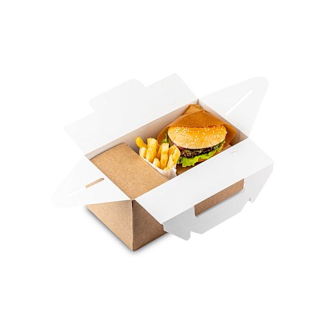 Контейнер бумажный с ручками, 290х143х98, 25 шт/упак, крафт