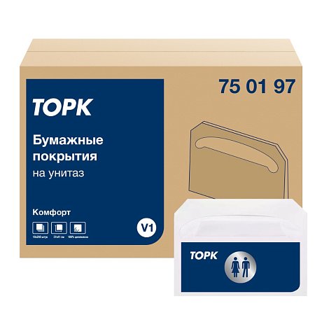 Покрытия бумажные ТОРК Комфорт на унитаз V1, 250 шт/упак, индивидуальные (750197)