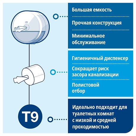 Бумага туалетная ТОРК СмартВан Комфорт T9, 130 м, 2 слоя (472261)