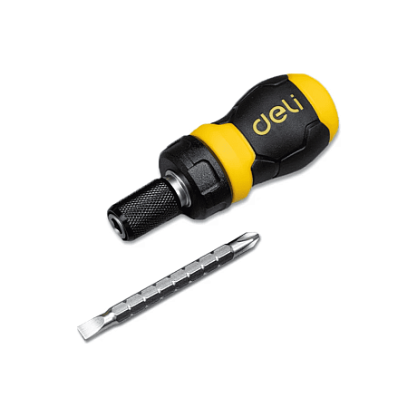 Двухсторонняя отвертка Deli YS EDL626010, с трещоткой, PH2+SL6
