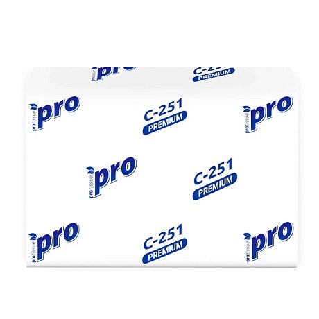 Салфетки бумажные PROtissue 16х21см, 2 слоя, V - сложение, белый, 200 листов (C251)