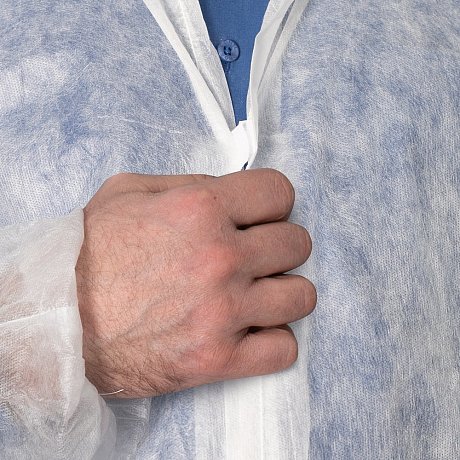 Халат одноразовый спанбонд на липучке, 25 г/м2, размер 3ХL, 10 шт/упак, белый