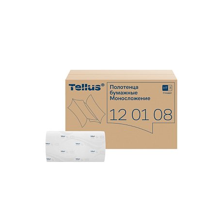 Полотенца бумажные Tellus Синглфолд Стандарт, листовые, 1-сл., 250 листов, H3 (120108)
