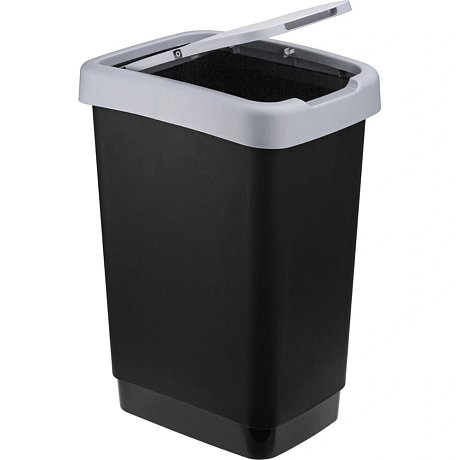 Урна для мусора IDEA, 25 л,  пластик, черный, серый