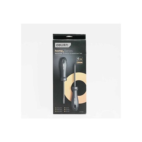 Набор отверток Deli HS EHT1006, 6 шт, Soft Touch, черный