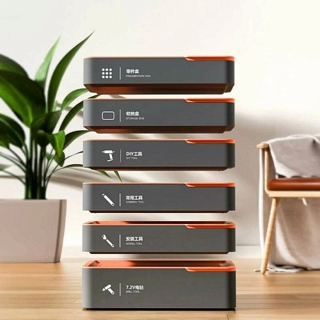 Набор ручного инструмента Deli HS H1001-ADE, 15 предметов, бокс, Soft Touch, оранжевый