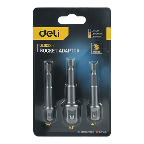 Набор адаптеров шестигранников Deli YS EDL110002, 1/4 на квадрат 1/4'', 3/8'', 1/2