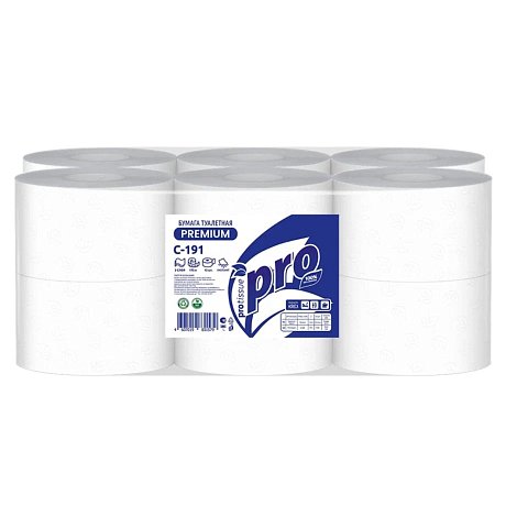 Бумага туалетная PROtissue 170м, 2 слоя, Instant, 100% целлюлоза (C191)