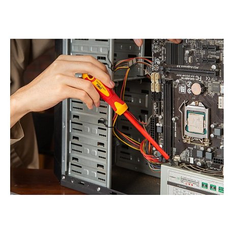 Отвертка диэлектрическая Deli YS EDL5151251, SL5,5х125 мм, желтый, красный