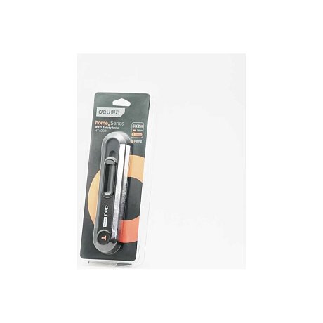 Нож строительный Deli HS EHT4008, 135x30 мм, трапеция, Soft Touch, черный