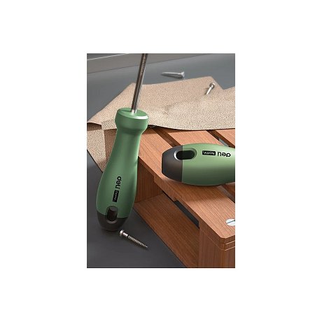 Набор отверток Deli HS HT1004L, 4 шт. ( PH1х100,PH2х150,SL5х100,SL6х150), Soft Touch, зеленый