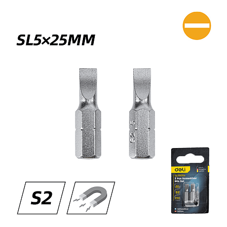 Бита Deli YS EDL251004, 2 шт., SL5 x 25 мм