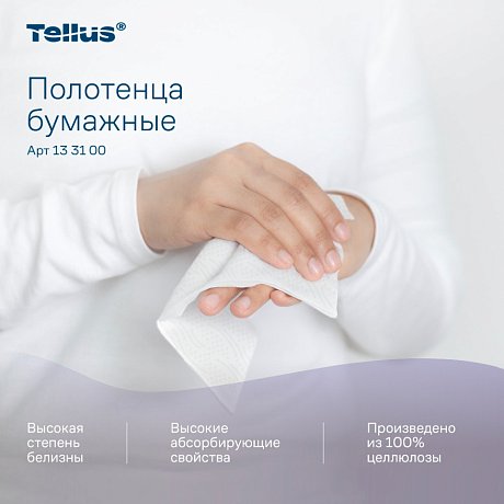 Полотенца бумажные Tellus Синглфолд Премиум, листовые, 2 слоя, 200 листов, H3 (133100)