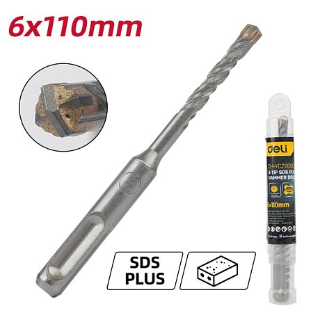 Бур по бетону Deli YS EDH-YCZ11006-E1, 6x110 мм, X-Tip, SDS-PLUS