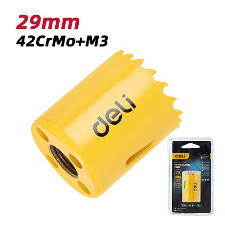 Коронка биметаллическая Deli YS EDH-SKK029-E1, 29 х 38 мм, М14