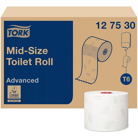 Бумага туалетная TORK Advanced Т6 Mid-size в миди, 100 м, 2 слоя (127530)