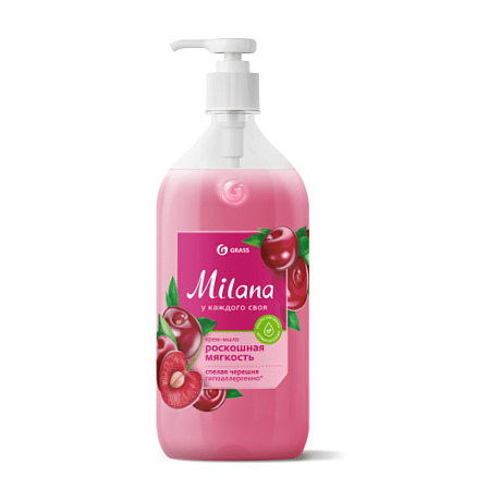Крем-мыло жидкое Milana увлажняющее, 1 л, спелая черешня (126401)