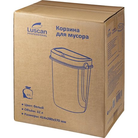 Корзина Luscan Prof Etalon для мусора, с крышкой, 32 л, белый