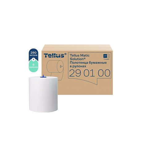 Полотенца бумажные Tellus Matic Стандарт, в рулонах, 1 слой, Н1, 280 м (290100)