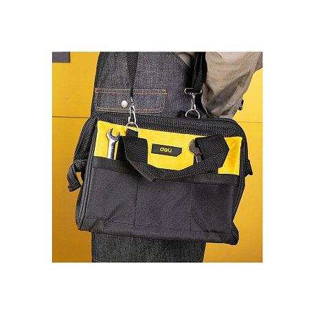 Сумка для инструментов Deli YS EDL-P1, 300х230х250 мм, ткань Oxford, черный, желтый