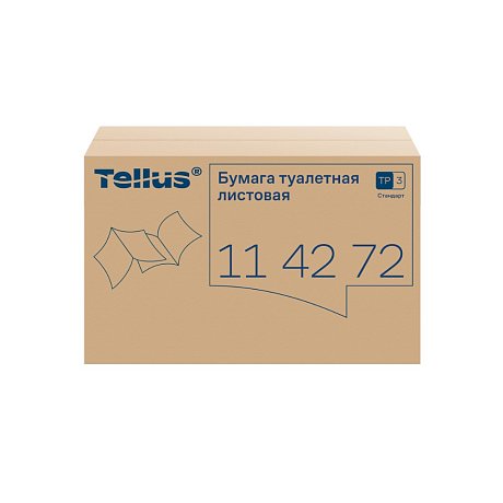 Бумага туалетная  Tellus Стандарт, TР3, листовая, 250 листов, 1 слой (114272)