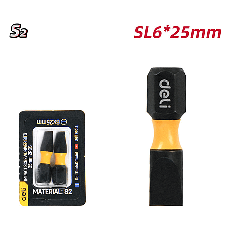 Бита ударная Deli YS EDL251005Z, 2 шт., SL6 x 25 мм