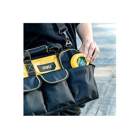 Сумка для инструментов Deli YS EDL430116, 360х180х250 мм, ткань Oxford, черный, желтый