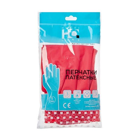 Перчатки латексные HQ Profiline, р-р M, с х/б покрытием, красный
