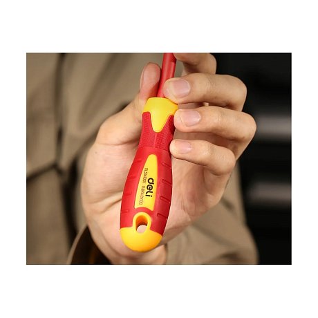 Отвертка диэлектрическая Deli YS EDL5141001, SL4х100 мм, желтый, красный