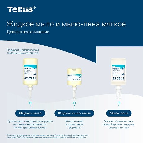 Мыло жидкое Tellus Комфорт, 1 л, мягкое, SC1 (420511)