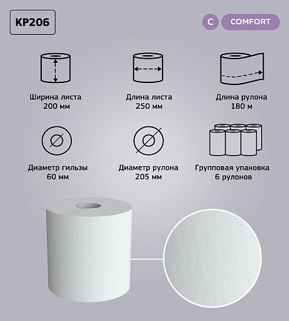 Полотенца бумажные с центральной вытяжкой Veiro Professional Comfort, 2 слоя (KP206)