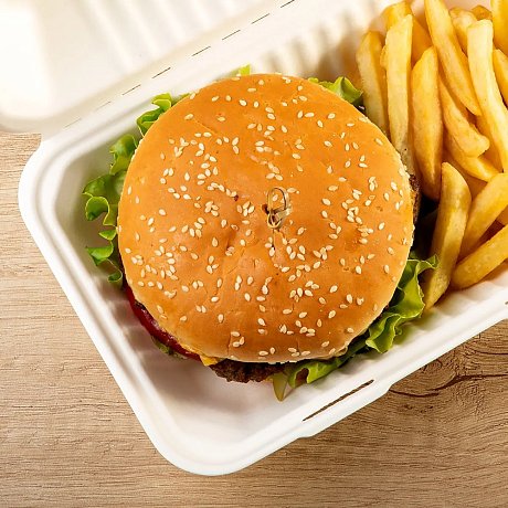 Ланч-бокс 230x158x79 мм, 1 секция, 100 шт/упак, сахарный тростник