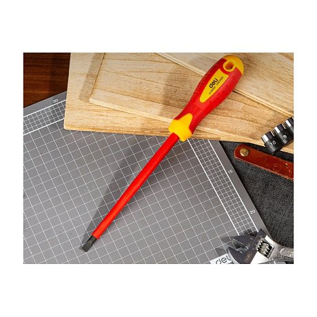 Отвертка диэлектрическая Deli YS EDL5161501, SL6,5х150 мм, желтый, красный