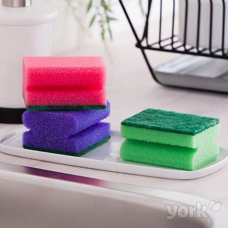 Губка кухонная для мытья посуды York профилированная 5шт/уп.