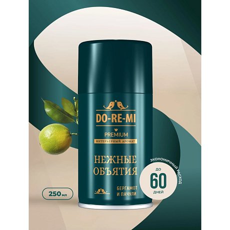 Освежитель воздуха До-Ре-Ми Нежные объятия, аэрозоль, Премиум, 250 мл (сменный баллон)