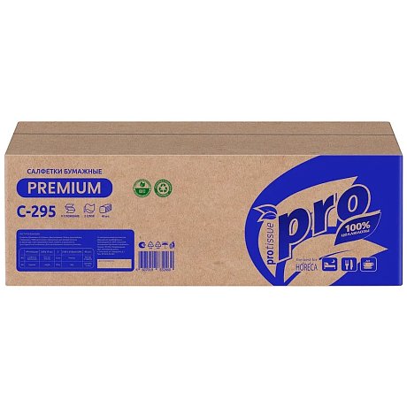 Салфетки бумажные PROtissue 10,5х21 см, 2 слоя, V - сложение, белый, 200 листов