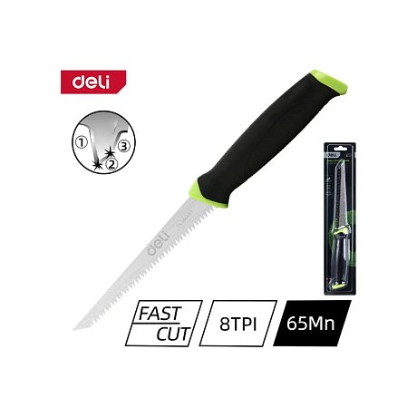 Пила-нож садовая Deli GS EDL580651, 170 мм, 8TPI, черный, зеленый