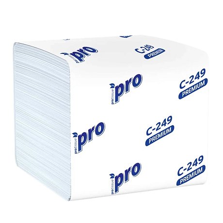 Бумага туалетная PROtissue листовая 250 листов, 2 слоя, Instant, 100% целлюлоза (C249)