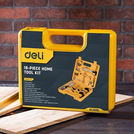 Набор инструмента Deli YS EDL1018J, 18 предметов, кейс, желтый