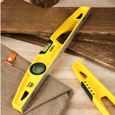 Уровень строительный литой Deli YS EDL290400Q, 400 мм, с двойным обзором, пузырьковый