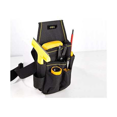 Сумка для инструментов поясная Deli YS EDL430003, 250х120х40 мм, ткань Oxford, черный