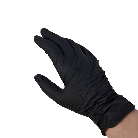 Перчатки нитриловые неопудренные одноразовые  BVB, р-р M, 100 шт./уп., черный