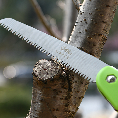 Ножовка по дереву Deli EDL580618, 180 мм, складная, зеленый, черный